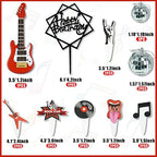 Guitar Cake Toppers Music Theme Birthday Cake Toppers Electric Guitar Model Rock And Roll Cake Decorations For Rockstar Theme Party (Red)