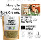 Apsogo Organic Greek Spearmint - Dried Spearmint Leaves for Spearmint Tea Loose Leaf, Herbal Tea & Cooking - Organic Spearmint, Mint Leaves, Naturally Sweet Aroma, Caffeine-Free Mentha Spicata - Resealable Pouch, 1.76 oz