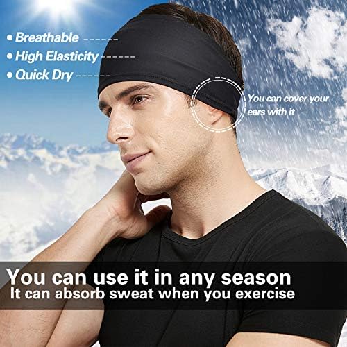 Acozycoo Mens Running Headband,5Pack,Mens Sweatband Sports Headband for Running,Cycling,Basketball,Yoga,Fitness Workout Stretchy Unisex Hairband