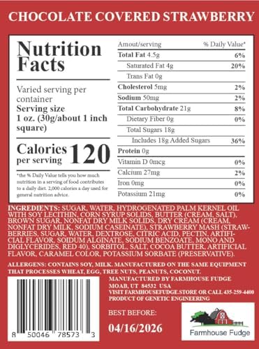 Farmhouse Fudge – Chocolate Covered Strawberry Fudge, 8 oz – Rich & Creamy Chocolate & Strawberry Fudge Inspired by Chocolate Covered Strawberries, Gourmet Candy Gift
