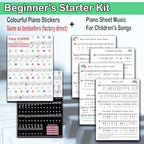 Piano Keyboard Stickers for 88/61/54/49/37 Key, with Piano Sheet Music,Large Letter Piano Key Stickers for Learning, Removable Notes Label for Beginners and Kids,Multicolor