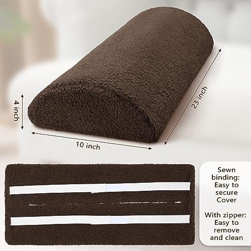 Wesiti Recliner Foot Pillow Cushion High Resilience Sherpa Memory Foam Bolster Sleeping Rest Multipurpose Half Roll Leg Pillow Suitable for Bed Chair Sofa Headrest Back Lumbar Leg Support(Chocolate)
