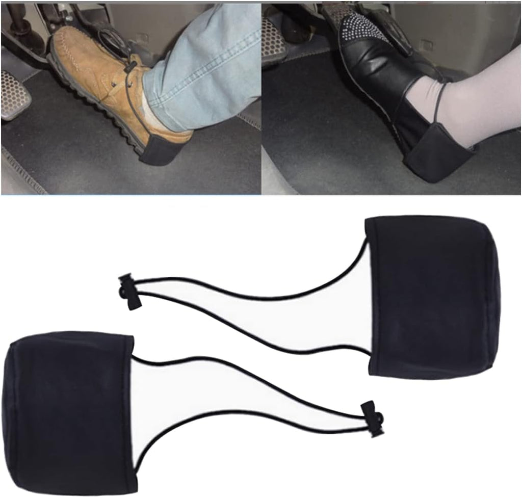 AUCELI 2 Pcs Driving Shoe Heel Covers, Unisex Wear Resistant Driver Heel Protector Pad, Durable Outside Sole Mat for Step Gas and Brake, Flat Shoe External Guard Cushion, Practical Gift (Black)