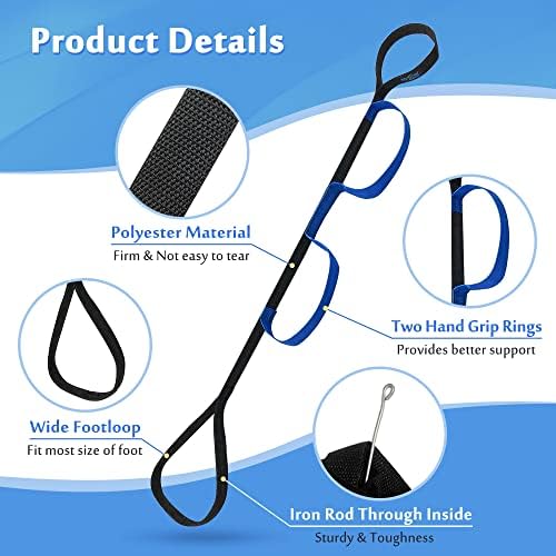 Leg Lifter Strap Medical Foot Lift After Surgery for Knee Hip Replacement Recovery Kit Mobility Aids Physical Therapy Leg Pull Strap Rigid Loop Foot Lifter Thigh Portable Leg Lifting Strap - 37" Long