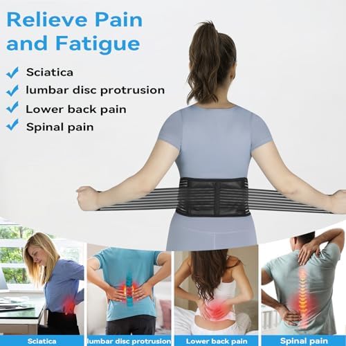 Back Support with Magnet, Tourmaline Magnetic Back Braces for Lower Back Pain Relief, Self Heating & Soothing Waist Band, Lumbar Support Belt for Herniated Disc/Sciatica (X-Large)