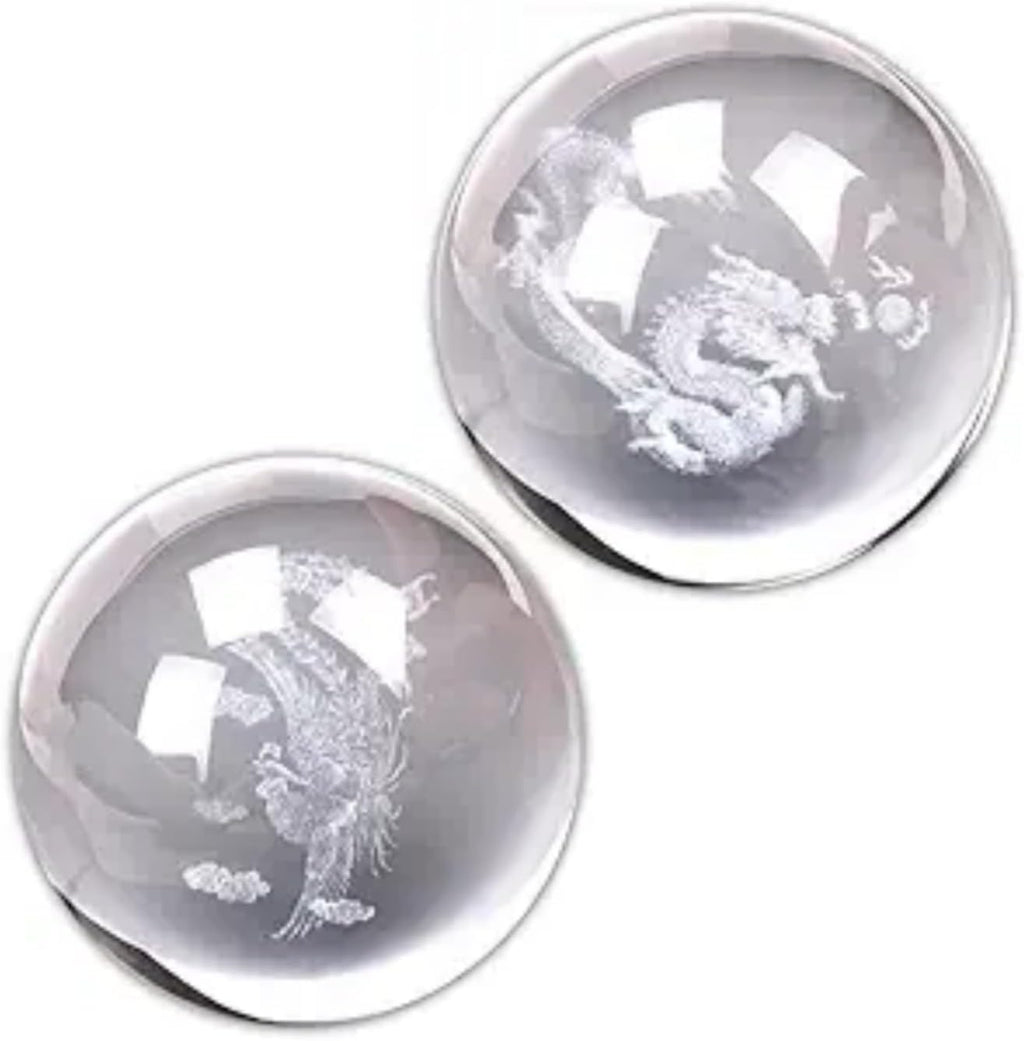 2Pcs Baoding Balls for Hand Therapy Chinese Health Balls,Crystals Balls for Hand Massage,Stress Relief and Exercise Massage Tools and Equipment,1.58Inch, Divine Dragon&Phoenix Balls