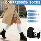 8 Pairs Compression Socks for Women Men Nurses L/XL(15-20mmhg) Easy on Knee High Compression Socks Providing Support