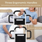 Bed Rails for Elderly Adults Safety, 400 Lbs Support for Seniors, ASTM-Certified Height Adjustable Bed Assist Rail with Motion Sensor Light, Triple Non-Slip Handles & Dual Storage Pockets