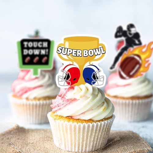 42Pcs Edible Football Cupcake Toppers Wafer Paper Rugby Ball Rugby Sports Theme Baby Shower Party Supplies