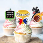 42Pcs Edible Football Cupcake Toppers Wafer Paper Rugby Ball Rugby Sports Theme Baby Shower Party Supplies