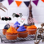 24Pcs Pink Black Two Spooky Cupcake Toppers Halloween 2nd Birthday Cupcake Toppers for Two Spooky Halloween Birthday Cupcake Topper Decor