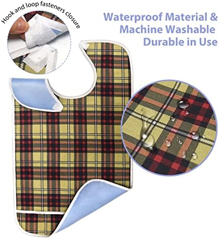 3Pcs Adult Bibs for Elderly, Men, Women, Reusable Adult Bibs for Eating, Washable Waterproof Mealtime Clothing Protectors with Crumb Catcher