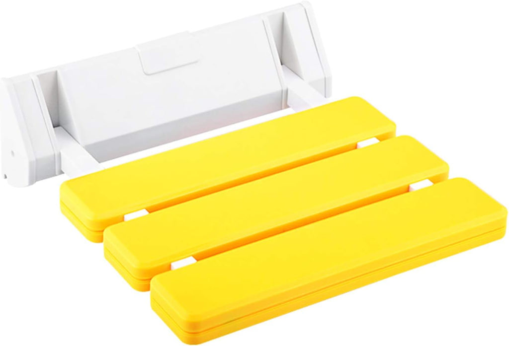 Folding Shower Seat Bathroom Drop-Leaf Wall Stool (Yellow)