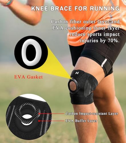 1pc Knee Brace with Side Stabilizers & Patella Gel Pads, Adjustable Knee Brace Support for Meniscus Tear, Knee Pain Relief, Injury Recovery, Running