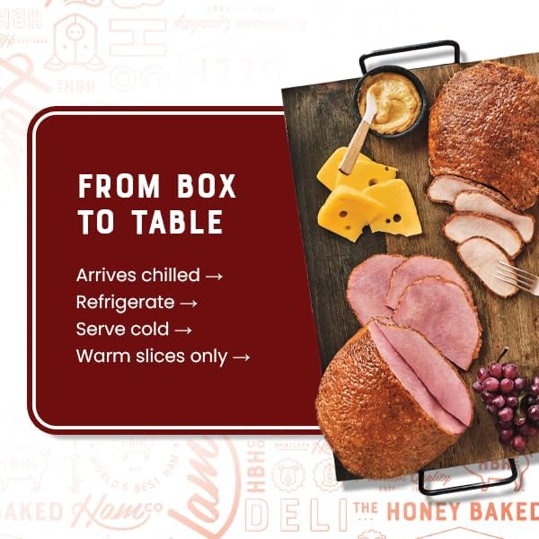 Honey Baked Ham® Bone-In Half 9 lb - Fully Cooked Spiral Sliced Holiday Ham with Signature Sweet Crunchy Glaze - Premium Smoked Pork Entrée for Dinners, Parties & Gifts - Shipped Frozen for Freshness
