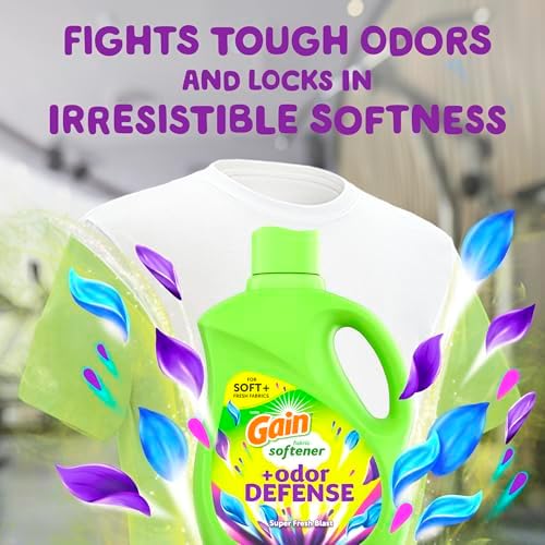 Gain Super Fresh Blast Liquid Odor Defense Fabric Softener, 140 FL OZ 190 Load, Softening Laundry Conditioner for 2 in 1 Freshness plus Odor Protection
