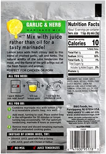Weber Just Add Water Garlic And Herb Marinade, 1.12 Ounce (Pack of 12)