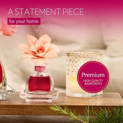 AGRARIA PetiteEssence Flower and Reed Diffuser Set, Hand Crafted Sola Flower Botanical Home Fragrance, Scented Oil Gift Set for All Occasions