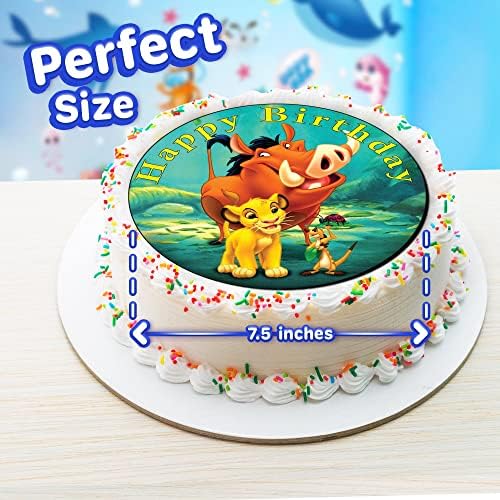 7.5 Inch Edible Cake Toppers – Jungle Lion Friends Themed Birthday Party Collection of Edible Cake Decorations