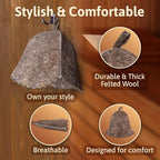 ASKOLD Wool Sauna Hat for Women and Men Finnish - Felt Sauna Hat Wool for Women Banya Cap for Men Gray
