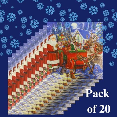 20-ct 13x13 Santa Claus Christmas Decoupage Napkins, 3-Ply Servilletas Printed Cocktail Napkin for Art, Dinner and Party, Disposable Napkins Decor (Xmas)