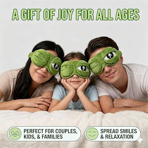 3D Funny Frog Sleep Mask, Funny Cute Animal Eye Mask for Sleeping, Soft Comfortable Eye Mask for Kids & Adults, Blackout Sleeping Mask for Travel, Nap, Night Sleep (Green*1Pc)