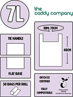 The Caddy Company 7 Litre Tie Handle Compostable Kitchen Caddy Liners, 100 Bags, Green,21 x 10 x 5 cm
