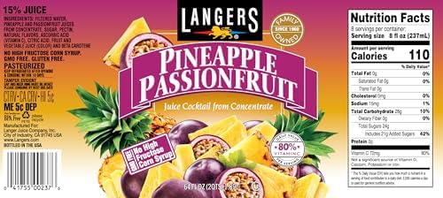 Langers Juice Variety Pack, Cranberry Passionfruit, Mango Passionfruit, Pineapple Passionfruit, 64 fl oz (Pack of 3)