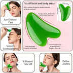 2 Pcs Face Jade Gua Sha Massage Tool-Face Massager Reduces Puffiness-Gua Sha Facial Tools Promotes Blood Flow-Easy to Hold Sculpting Tool-Heart Shape Guasha -Green