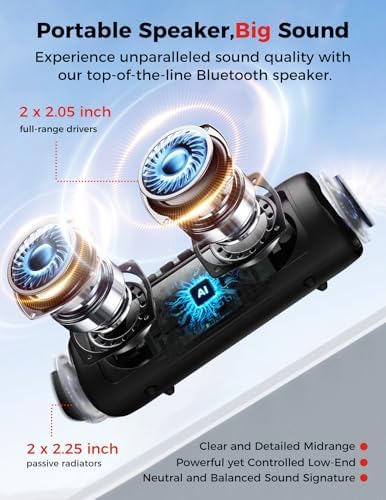 BolaButty Bluetooth Speaker Portable Wireless, IPX5 Waterproof, Up to 20H Playtime, TWS Pairing, BT5.3, for Home/Party/Outdoor/Camping/Beach Essentials, Birthday Gift (Black)