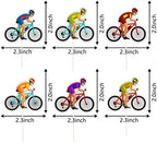 Bicycle Cupcake Toppers, Kids & Adult Birthday Party Decorations, Bike Theme Racing Party Supplies (Rainbow Glitter) 18Pcs..