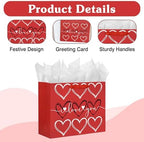 DaiUni 13" Large Valentine Gift Bag with Tissue Paper for Valentines Day(i love you)