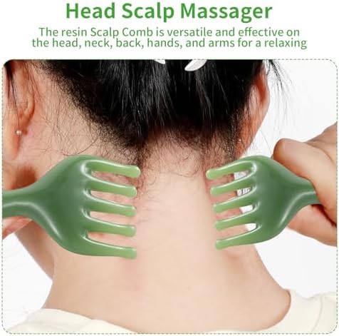 WY LIGHTING LEVEL 2Pcs Head Massager Manual Hair Scalp Massager Gua Sha Five Claw Massage Tool Comb Portable Handheld Resin Relax Tool for Father's Day Mother's Day Gifts (Green)