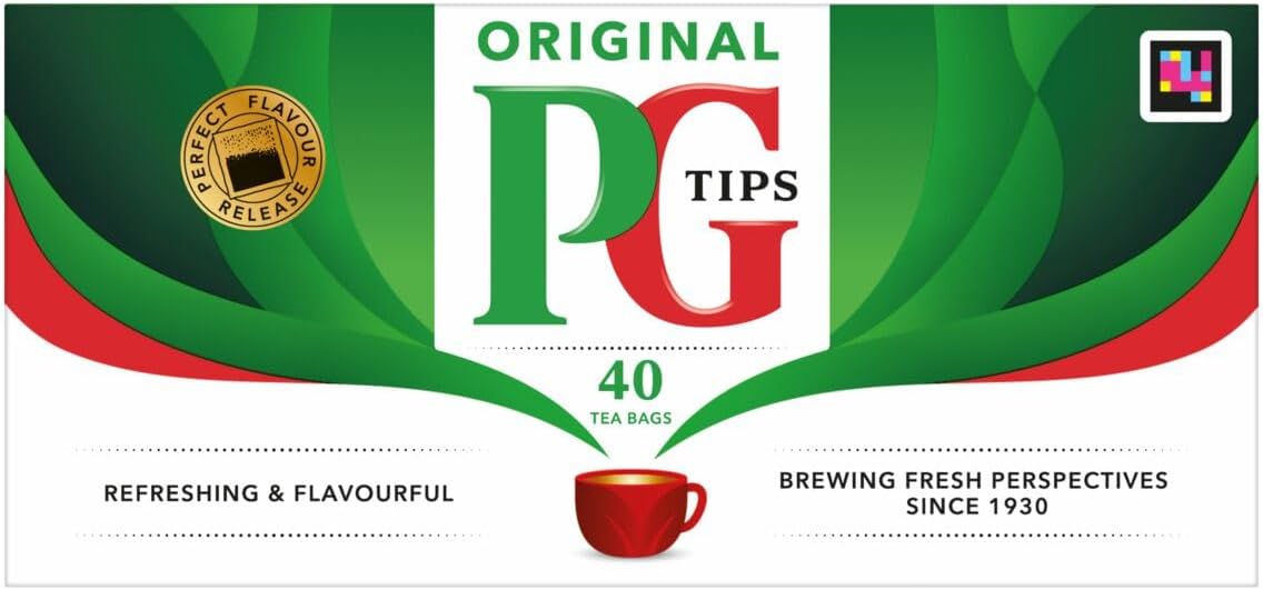 PG Tips Premium Black Tea Bags Non-Pyramid, 40 Count (Pack of 1)