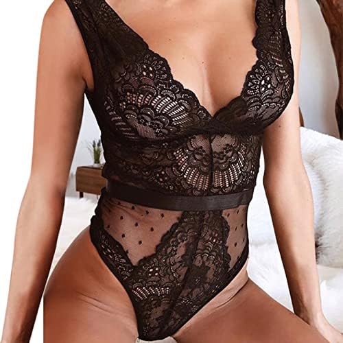 Nightwear Lingerie Embroidered Jacquard Deep V Through Lace Mesh Women'S Underwear