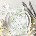 100 Pcs Floral Guest Napkins Disposable Green Wildflower Paper Napkins Green Flower Dinner Hand Towels for Bathroom Party Supplies Table Decorations