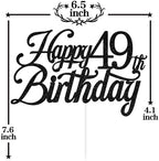 Black Glitter Happy 49th Birthday Cake Topper, Cheers to 49 Years/49 & Fabulous/49 Years Loved & Blessed, Funny 49th Birthday Party Decorations Supplies