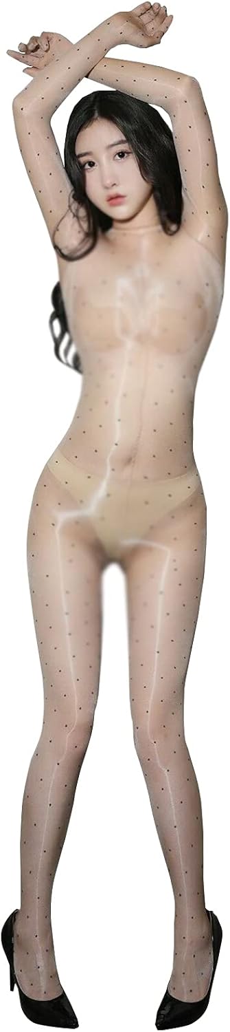 LESOYA Women Men 1D Shiny Glossy Full Bodystocking Ultrathin Silky Bodysuit Catsuit with 5 Finger Gloves Toes