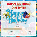 Findng Nmo Happy Birthday Cake Topper - Ocean Theme Party Decorations | Underwater Cake Decor for Birthday Celebrations | Fun Clownfish Cake Topper.