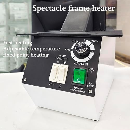 Eyeglasses Frame Heater, 1500W Optical Eyeglasses Frame Warmer, Hot and Cold Air Switching, 80℃-130℃ Temperature Adjustable, Ceramic Heating, for Non-Metal: Resin/Sheets/etc Spectacle Frames
