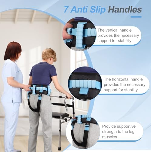 Gait Belt Transfer Belts with 7 Handles and 2 Leg Straps for Seniors,Medical Nursing Safety Patient Assist for Elderly, Disabled, Physical Therapy, Caregivers,with Quick Release Buckle