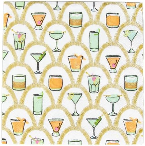 Caspari Deco Cocktails Cocktail Napkins - 20 Per Package