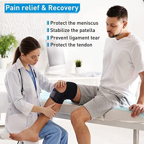 Knee Brace for Knee Pain Women and Men Patellar Tendon Support Strap,Adjustable Neoprene Knee Support Stabilizer for Meniscus Tear,Arthritis,Tendonitis, MCL, ACL,Injuries,Relief,Running,Workout,Sports,Medium