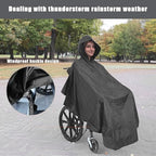 Wheelchair poncho wheelchair cover Lightweight, Breathable & Waterproof Wheelchair RainCape Universal Fit, Mobility Scooter & Electric Wheelchair Poncho Full Body Coverage for Adults Reusable (Black)