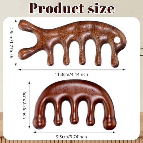 2 Pack Wooden Head Scalp Massager Comb, Scalp Massager Loc Comb Wooden Scalps Massagers Combs for Hair Growth Head Massages Tool for Scalps Meridians