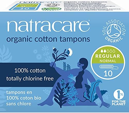 Natracare Non-Applicator 100% Organic Cotton Tampons, Regular, Totally Chlorine Free, Biodegradable and Compostable (1 Pack, 10 Tampons Total)…