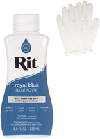 Rit Dye – Liquid Fabric Dye for Crafting, Clothing, and Décor – 8 oz. Bottle – Royal Blue (Gloves Included)