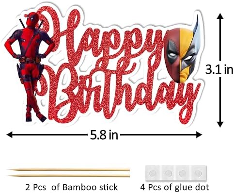 Dedpol Happy Birthday Cake Topper Decoration – Superhero Theme Cake Topper for Birthday Parties, Celebration Events, Dessert Table Décor, Theme Party Supplies and Festive Cake Decorations