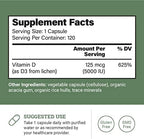 Earth Harmony Naturals Vegan Vitamin D3 5000 iu Supplement - Pure, High Potency Supplements for Immune Health & Strong Bones Support - Vitamin D 5000 iu - 120 Capsules, 4-Month Supply