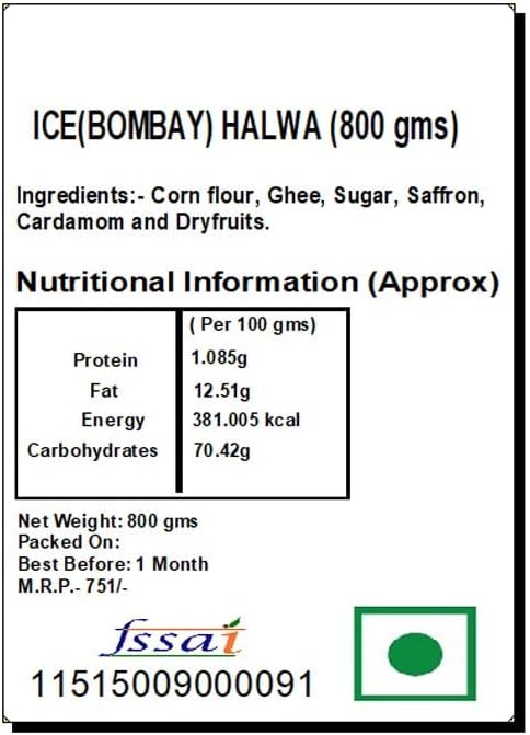 Ghasitaram Gifts Sweets - ICE (Bombay) HALWA (800 GMS)
